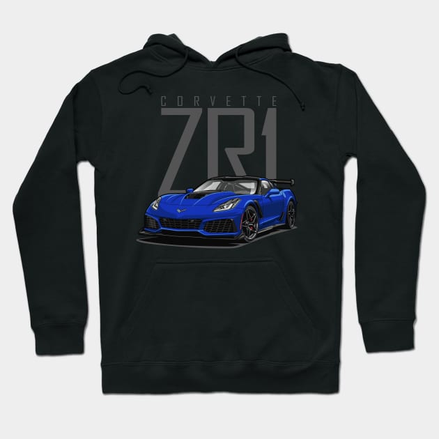 Chevy Corvette C7 ZR1 (Elkhart Blue) Hoodie by Jiooji Project